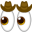 An emoji named "cowboy eyes" depicting two cartoon eyes, each adorned with its own cowboy hat.